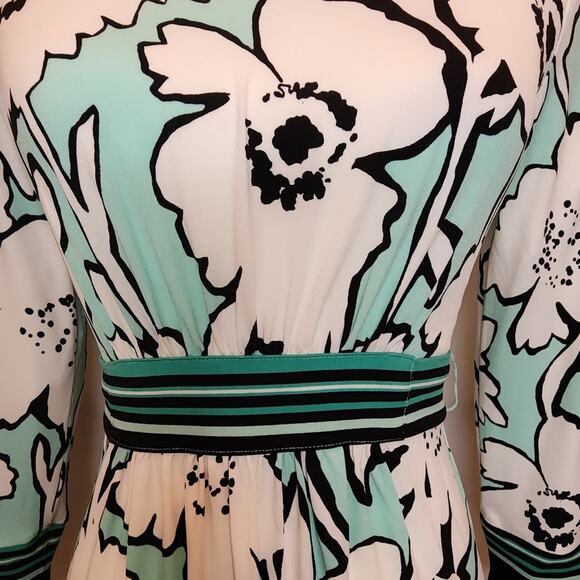 New York and Company Mint Black Belt Tie Floral Easter Spring Dress, Small - Picture 6 of 13